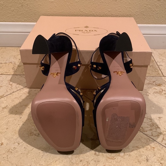 Prada Navy Blue Suede Heels - Picture 5 of 7